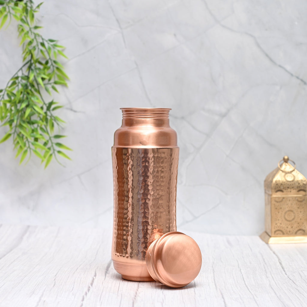Pure Copper Jumbo Water Bottle (1300ML) | Mid-Hammered Ayurvedic Design | Handcrafted, Leak-Proof & Sustainable